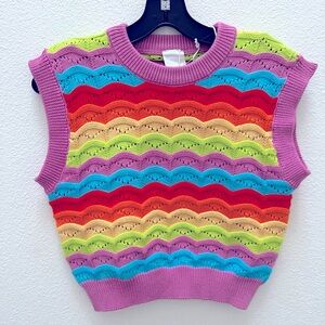 8 By Yoox Pastel Multicolored Crochet Vest